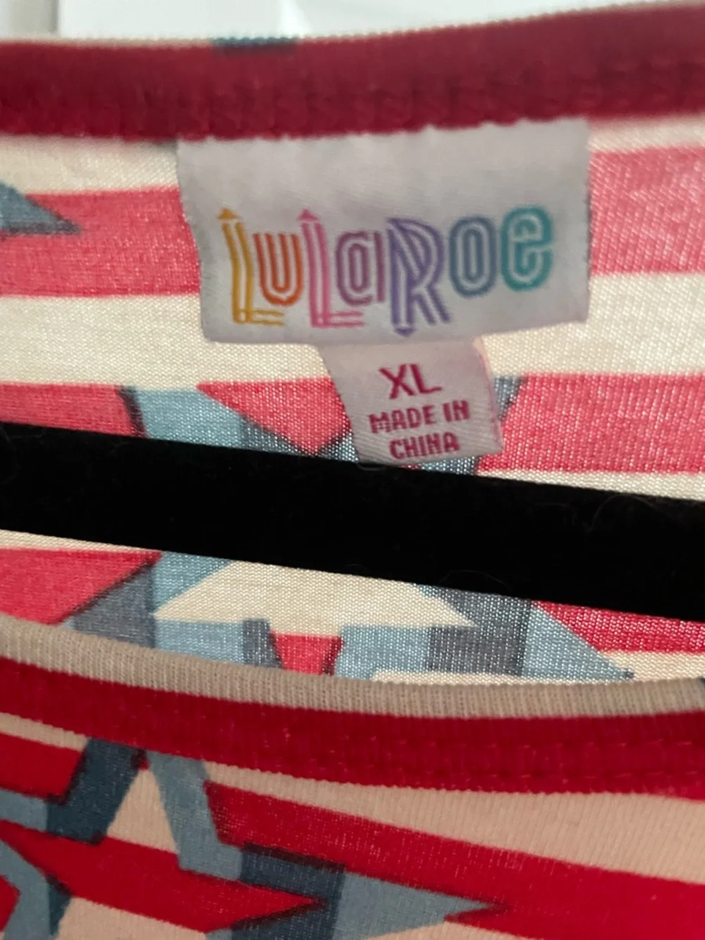 LuLaRoe Red and Navy Striped Star-Print Maxi Dress EUC - Picture 5 of 5